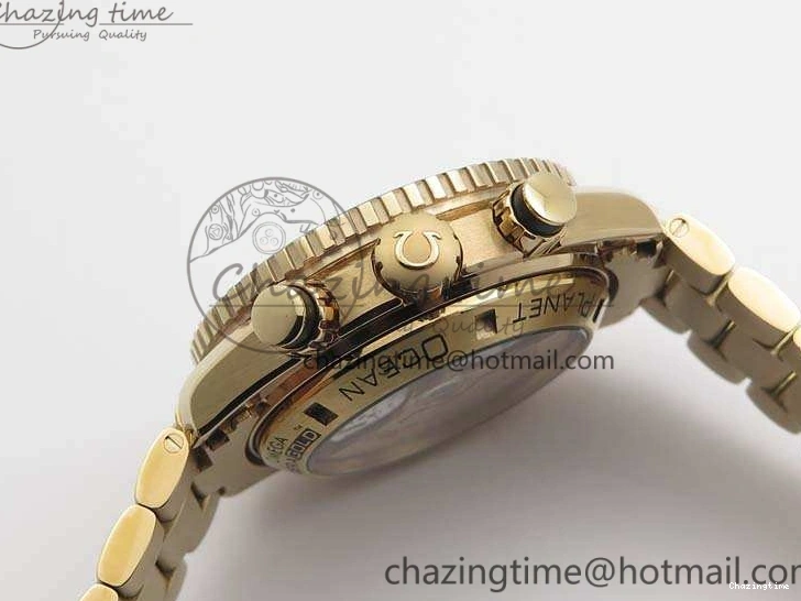 0328 Seamaster Pro Chrono RG Best Edition Black Ceramic Black Dial On RG Bracelet A ComfortFit 8130